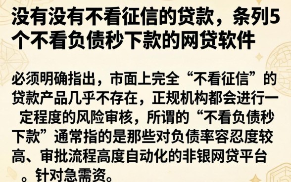 没有没有不看征信的贷款，条列5个不看负债秒下款的网贷软件