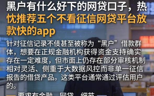 黑户有什么好下的网贷口子，热忱推荐五个不看征信网贷平台放款快的app