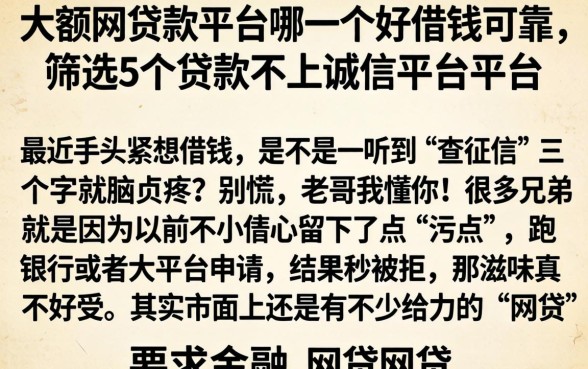 大额网贷款平台哪一个好借钱可靠，筛选5个贷款不上诚信平台的平台