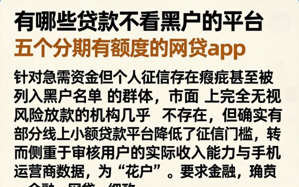 有哪些贷款不看黑户的平台，细致阐述五个分期有额度的网贷app