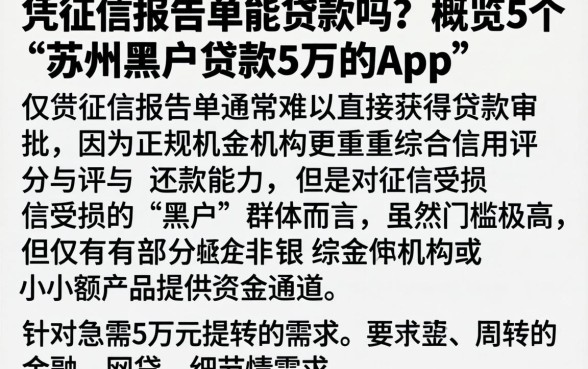 凭征信报告单能贷款吗，概览5个苏州黑户贷款5万的app
