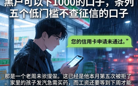 黑户可以下1000的口子，条列五个低门槛不查征信的口子