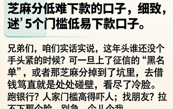 芝麻分低难下款的口子,细致阐述5个门槛低易下款口子