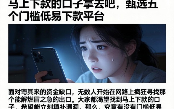 马上下款的口子拿去吧，甄选五个门槛低易下款平台