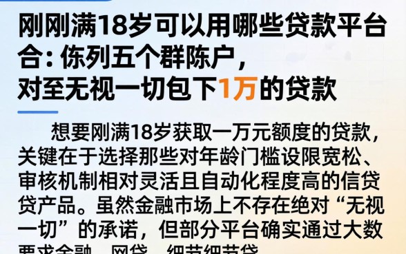 刚刚满18岁可以用哪些贷款平台,陈列五个无视一切包下1万的贷款
