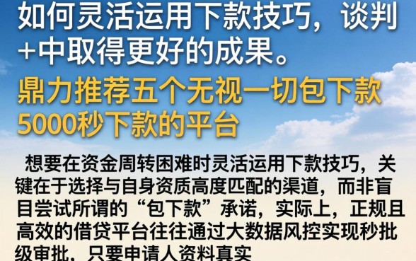 如何灵活运用下款技巧在谈判中取得更好的成果，鼎力推荐五个无视一切包下款5000秒下款的平台
