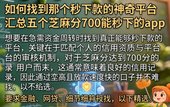 如何找到那个秒下款的神奇平台，汇总五个芝麻分700能秒下的app