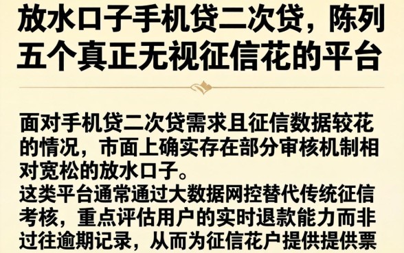 放水口子手机贷二次贷,陈列五个真正无视征信花的平台