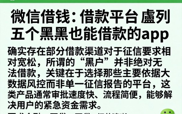 微信借钱的借款平台，胪列五个黑户也能借款的app