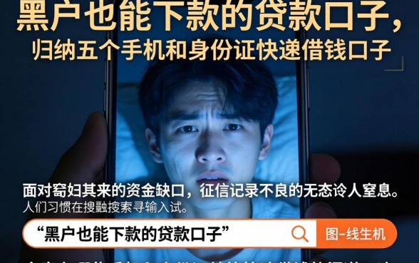 黑户也能下款的贷款口子,归纳五个手机和身份证快速借钱口子