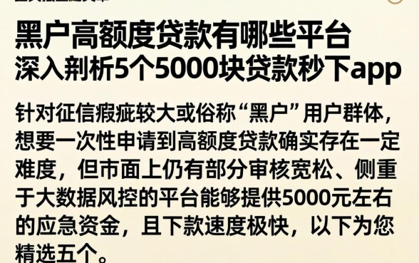 黑户高额度贷款有哪些平台，深入剖析5个5000块贷款秒下app