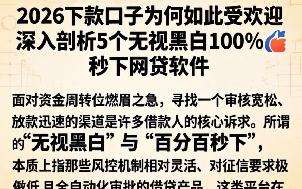 2026下款口子为何如此受欢迎，深入剖析5个无视黑白100%秒下网贷软件