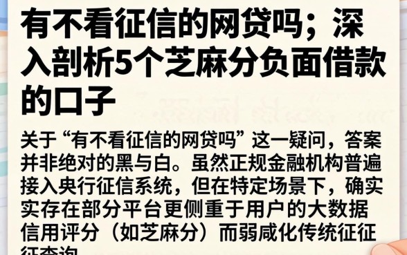 有不看征信的网贷吗，深入剖析5个芝麻分负面借款的口子