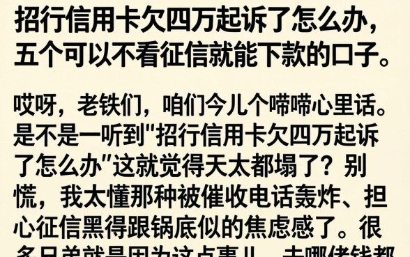 招行信用卡欠四万起诉了怎么办，详尽说明五个可以不看征信就能下款的口子