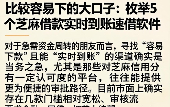 比较容易下的大口子,枚举5个芝麻借款实时到账速借软件