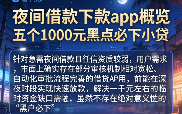 夜间借款下款的app，概览五个1000元黑户必下小贷