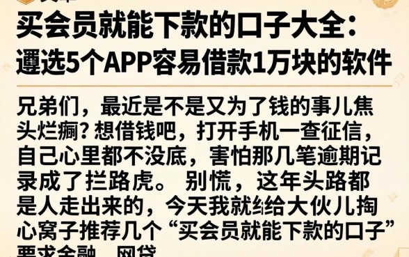 买会员就能下款的口子大全,遴选5个APP容易借款1万块的软件