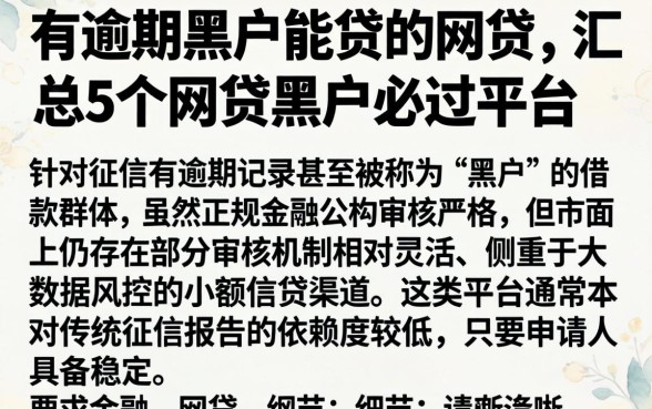 有逾期黑户能贷的网贷，汇总5个网贷黑户必过平台