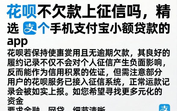 花呗不欠款上征信吗,精选5个手机支付宝小额贷款的app