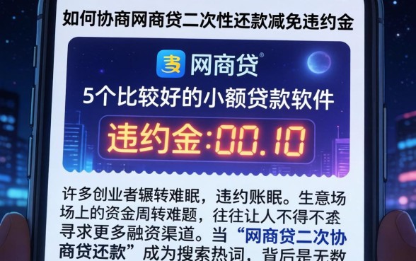 如何协商网商贷二次性还款减免违约金，详细阐述5个比较好的小额贷款软件