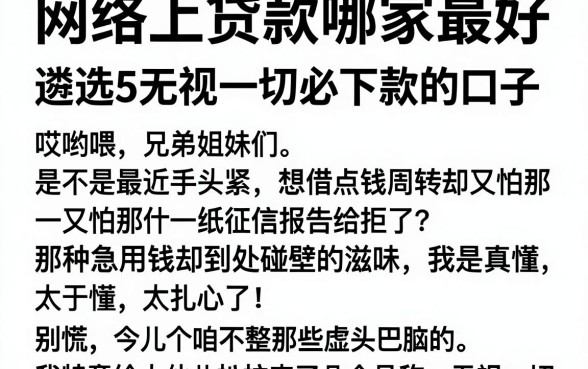 网络上贷款哪家最好，遴选5个无视一切必下款的口子