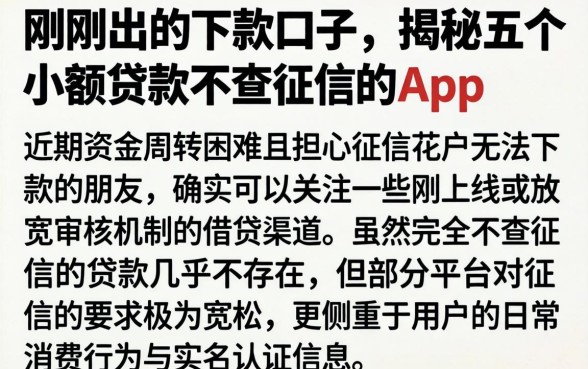 刚刚出的的下款口子,揭秘五个小额贷款不查征信的app