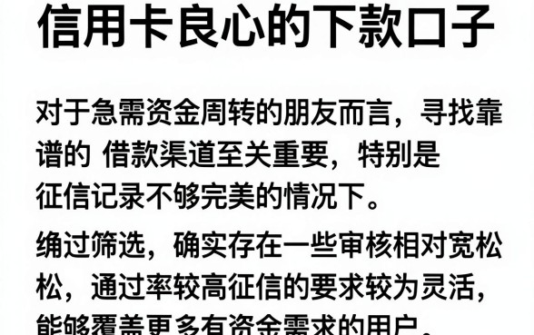 信用卡良心的下款口子，遴选五个无视黑白户的下款口子