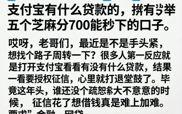 支付宝有什么贷款的，枚举五个芝麻分700能秒下的口子