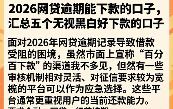 2026网贷逾期能下款的口子，汇总五个无视黑白好下款的口子