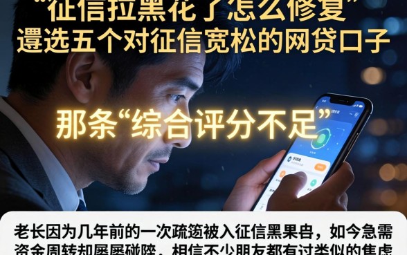 征信拉黑花了怎么修复,遴选五个对征信宽松的网贷口子
