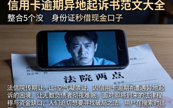 信用卡逾期异地起诉书范文大全，整合5个手机身份证秒借现金的口子