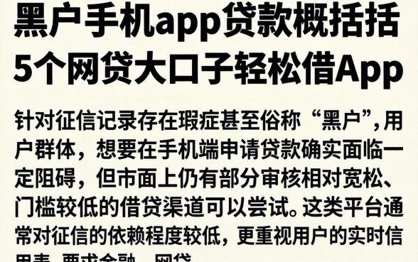 黑户手机app贷款，概括5个网贷大口子轻松借app