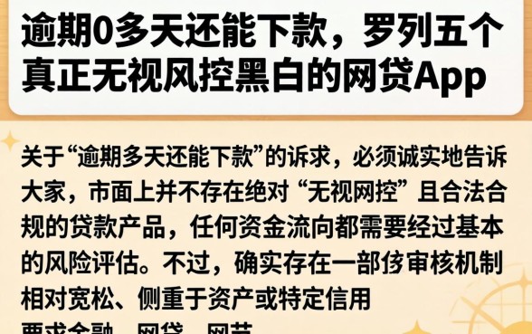 逾期0多天还能下款，罗列五个真正无视风控黑白的网贷app