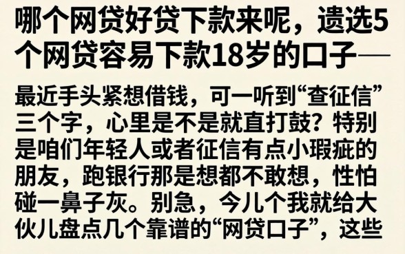 哪个网贷好贷下款来呢，遴选5个网贷容易下款18岁的口子