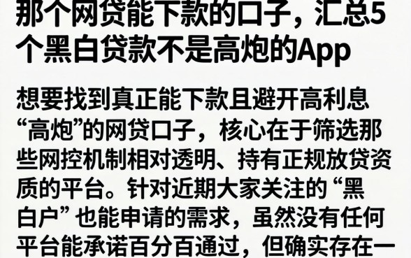 那个网贷能下款的口子，汇总5个黑白贷款不是高炮的app