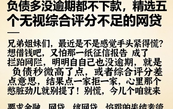 负债多没逾期都不下款，精选五个无视综合评分不足的网贷