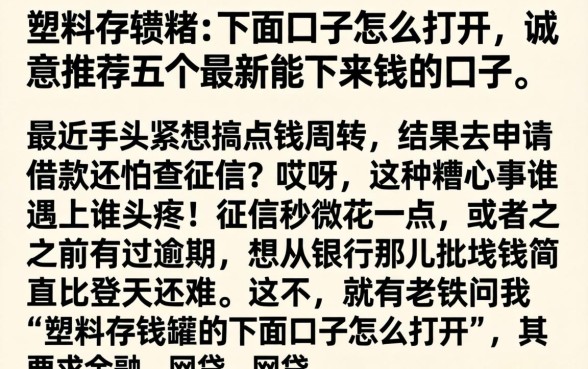 塑料存钱罐的下面口子怎么打开，诚意推荐五个最新能下来钱的口子