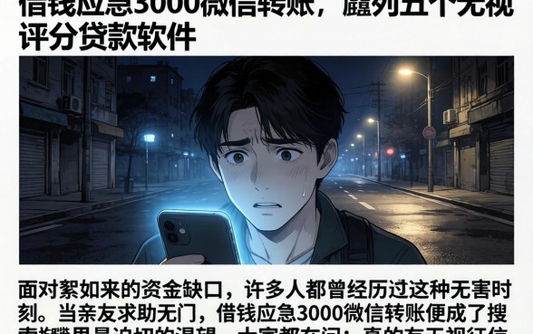 借钱应急3000微信转账，胪列五个无视评分的贷款软件