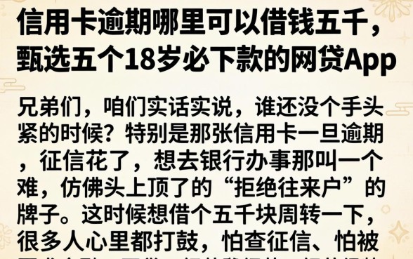 信用卡逾期哪里可以借钱五千，甄选五个18岁必下款的网贷app