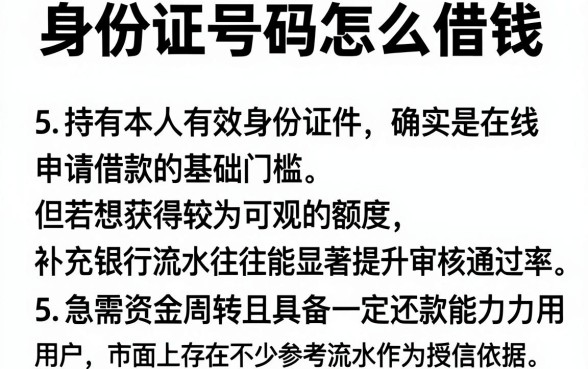 身份证号码怎么借钱,概览5个看银行流水的网贷口子