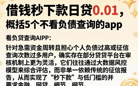 借钱秒下款日息0.01，概括5个不看负债查询的app