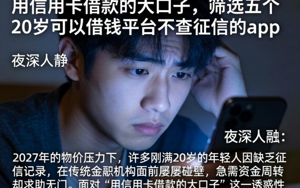 用信用卡借款的大口子，筛选五个20岁可以借钱平台不查征信的app