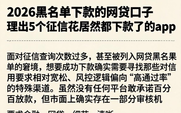 2026黑名单下款的网贷口子，理出5个征信花居然都下款了的app