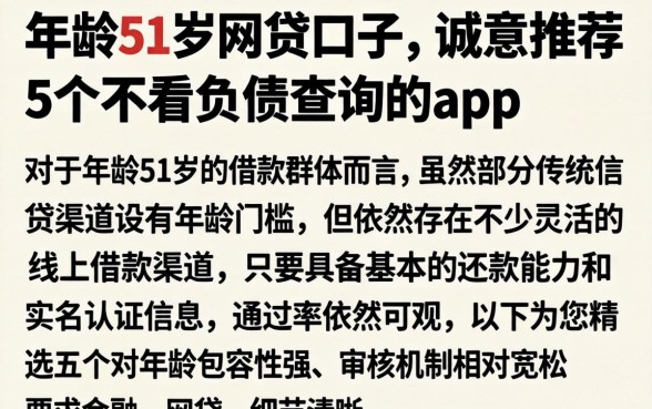 年龄51岁网贷口子，诚意推荐5个不看负债查询的app