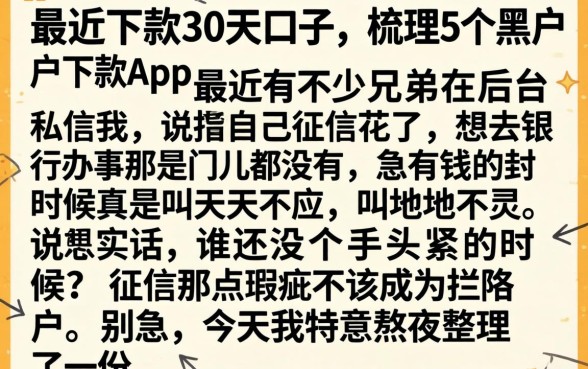 最近下款的30天口子,梳理5个黑户下款app