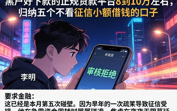 黑户好下款的正规贷款平台8到10万左右，归纳五个不看征信小额借钱的口子