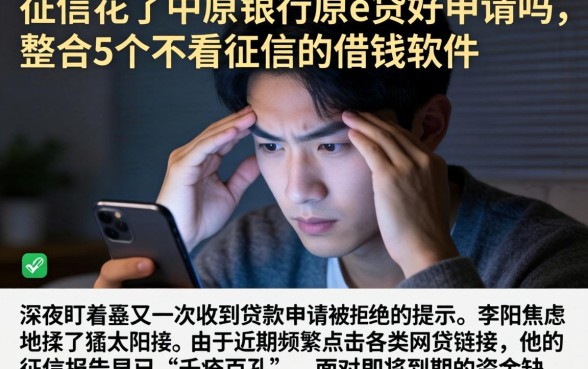 征信花了中原银行原e贷好申请吗，整合5个不看征信的借钱软件