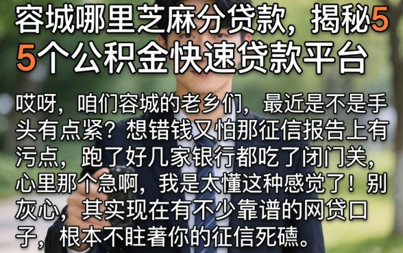 容城哪里芝麻分贷款，揭秘5个公积金快速贷款平台