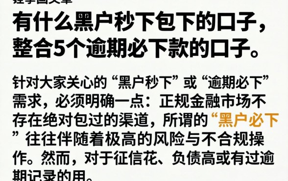 有什么黑户秒下包下的口子，整合5个逾期必下款的口子