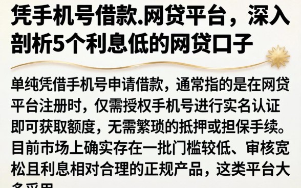 凭手机号借款的网贷平台，深入剖析5个利息低的网贷口子
